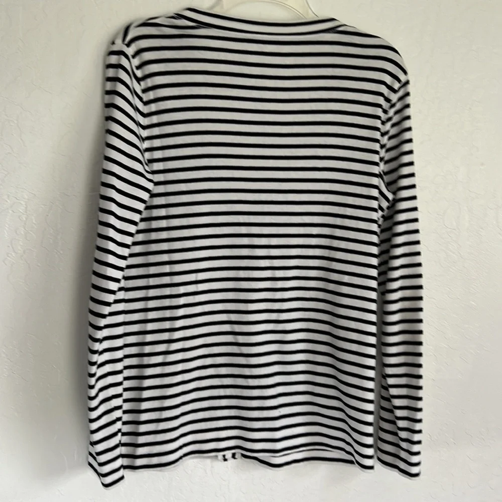 Eddie Bauer Striped Cardigan Sweater lightweight petite medium